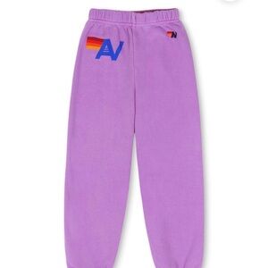 Aviator Nation Purple Kids Joggers with Rainbow Logo